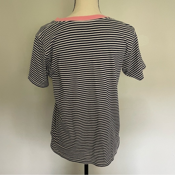 J. Crew Blue and White Striped Short Sleeve Tee - Picture 3 of 5